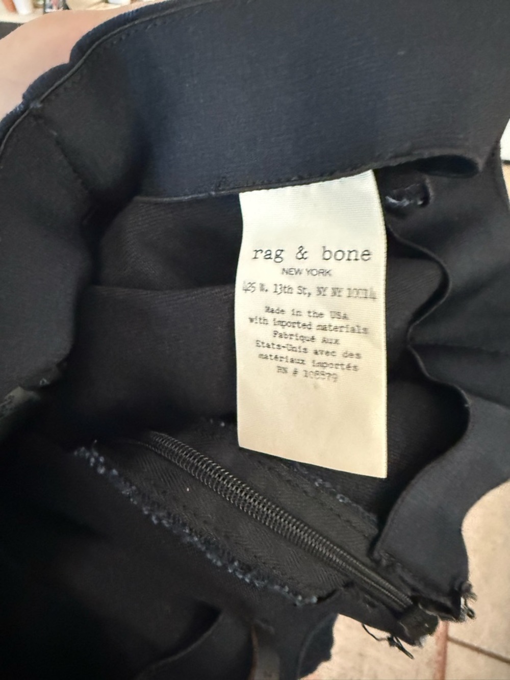 rag & bone Black Interior-Zip Detail Top